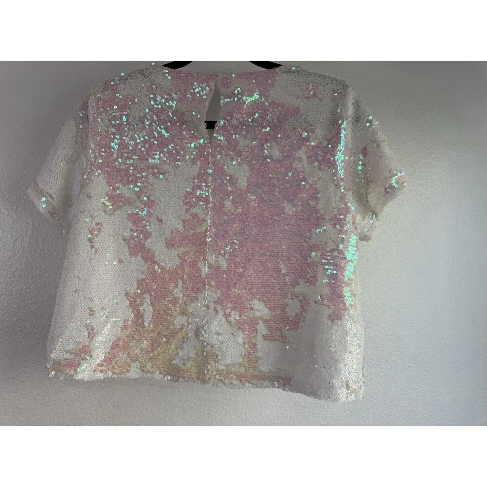 Chelsea & Violet White Opal Sequin Top Large - Picture 3 of 9